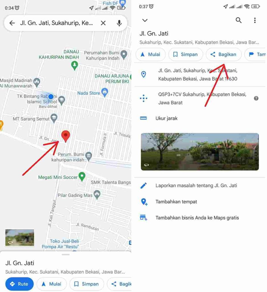 Share lokasi di google maps