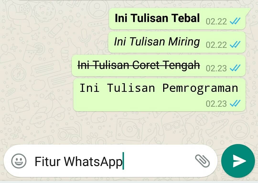 Cara Kirim Tulisan Chat di WhatsApp bervariasi